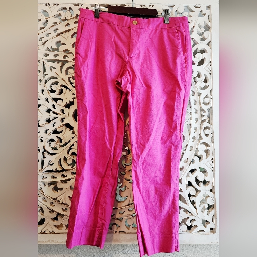 BANANA REPUBLICA HAMPTOM FIT HOT PINK CROPPED PANTS WOMENS SZ 6 petite - Picture 4 of 11